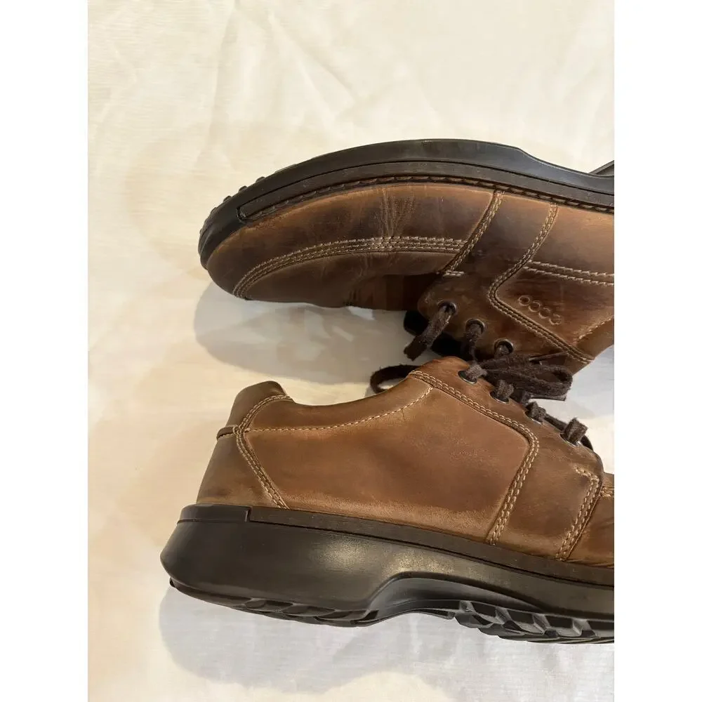 ECCO Fusion II Mens 11 EU 45 Brown Leather Tie Moc Shoe Casual Oxfords Lace up